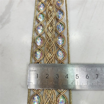 2.5/4.5 cm Width Colorful Sequins Gold thread Lace 3D Embroidered Webbing White Sewing Lace for Wedding Needlework Dress