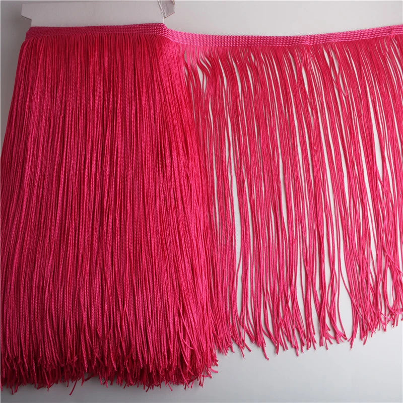 Wholesale 1 meter/lot 30cm Long Fringe Lace Tassel Polyester Lace Trim Ribbon Latin dance skirt curtain fringes for sewing