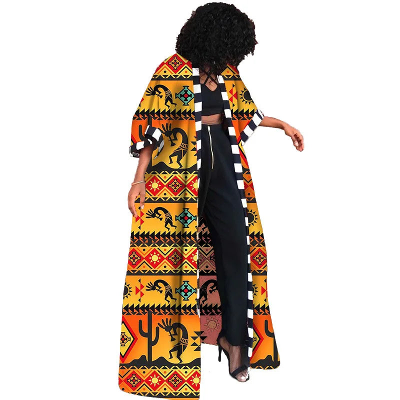 Africa Clothes for Women  2021 Dashiki Autumn Winter African Women Printing Long Shirt Cardigan Coat Dress African Dresses Women