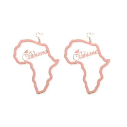 Anniyo African Map Custom Name For Women Stainless Steel Personalized Big Earrings Exaggerate Africa Traditional Ethnic Jewelry