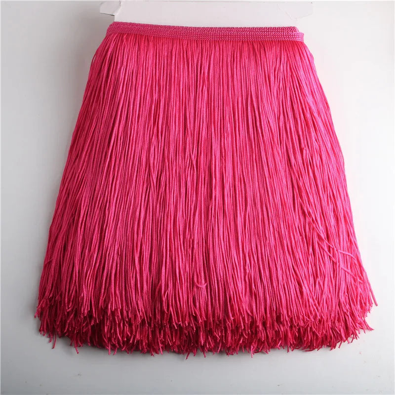 Wholesale 1 meter/lot 30cm Long Fringe Lace Tassel Polyester Lace Trim Ribbon Latin dance skirt curtain fringes for sewing