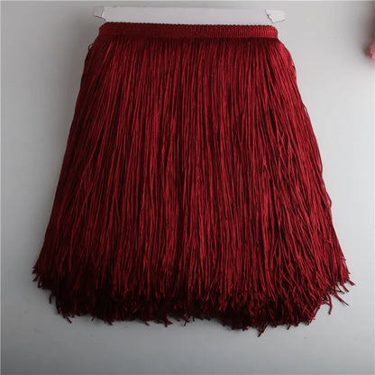 Wholesale 1 meter/lot 30cm Long Fringe Lace Tassel Polyester Lace Trim Ribbon Latin dance skirt curtain fringes for sewing