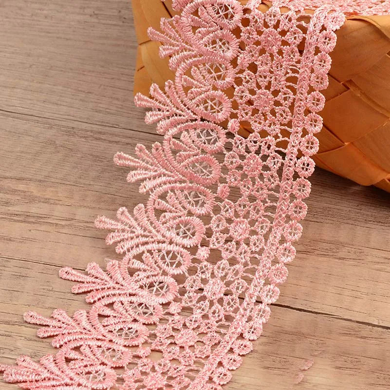 White Lace Fabric Ribbon Wedding for Dresses Macrame 3D Flower Vintage Bridal Lot By Meters