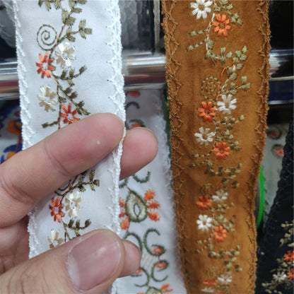 4.3-5cm Width Embroidered Flowers Lace Webbing For Needlework Dentelle Sewing Accessories, Sell by Yard