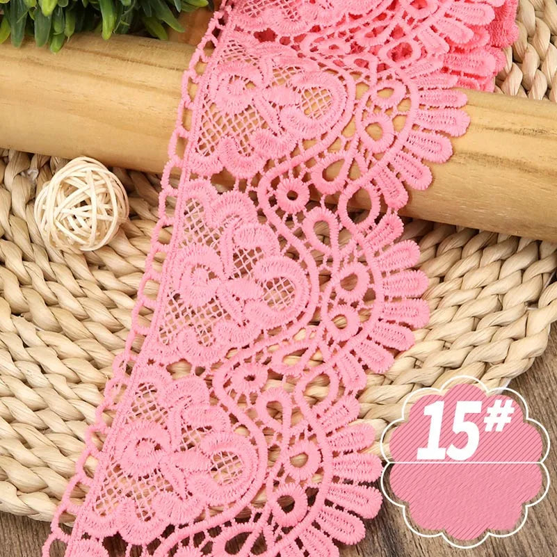 White Lace Fabric Ribbon Wedding for Dresses Macrame 3D Flower Vintage Bridal Lot By Meters