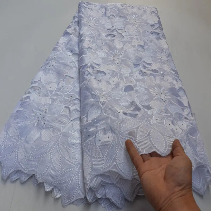 African Cotton Handcut Lace Fabric 2021 High Quality Lace Material In Switzerland Embroider big SwisS lace Fabric Party