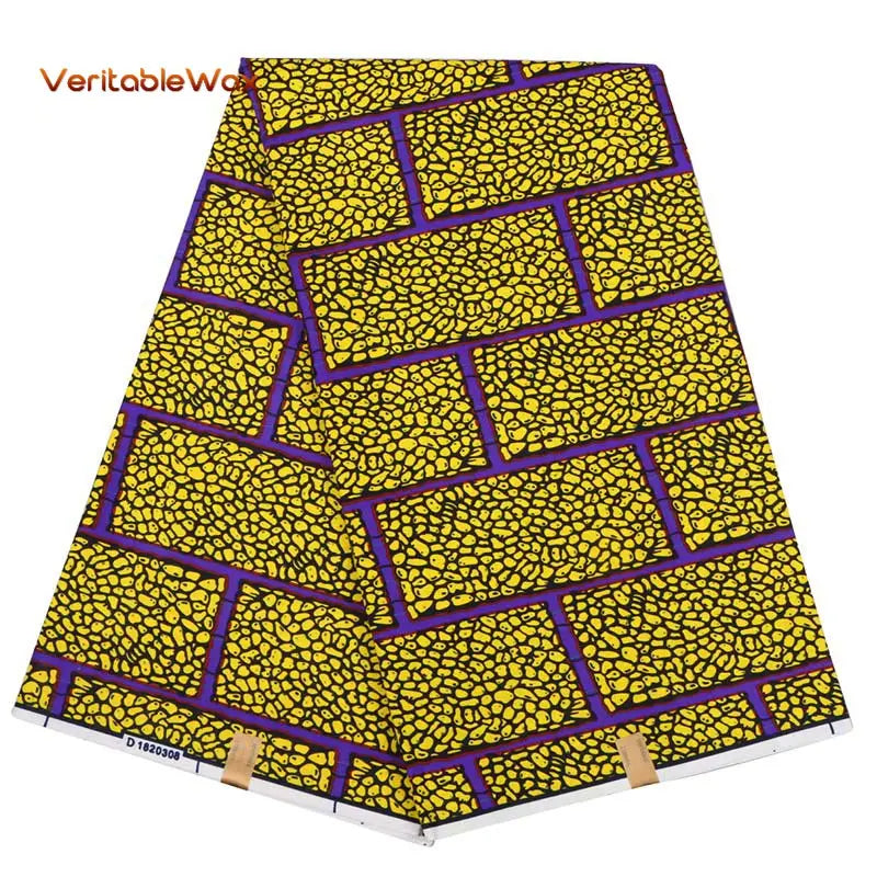 African Wax Prints Fabric New veritablewax 2022 Ankara Bazin High Quality 6 Yards African Fabric For Party Dress A-8