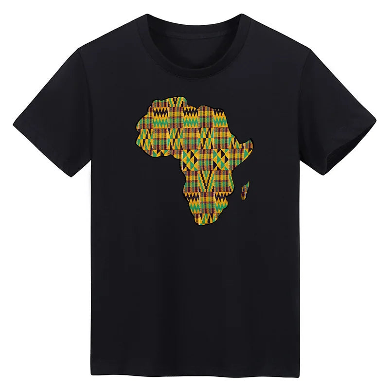 African Map Patches On Clothing Heat Transfer Sticker DIY T-Shirt Washable Patch Ankara Print T-Shirt Thermal Stickers Appliqued