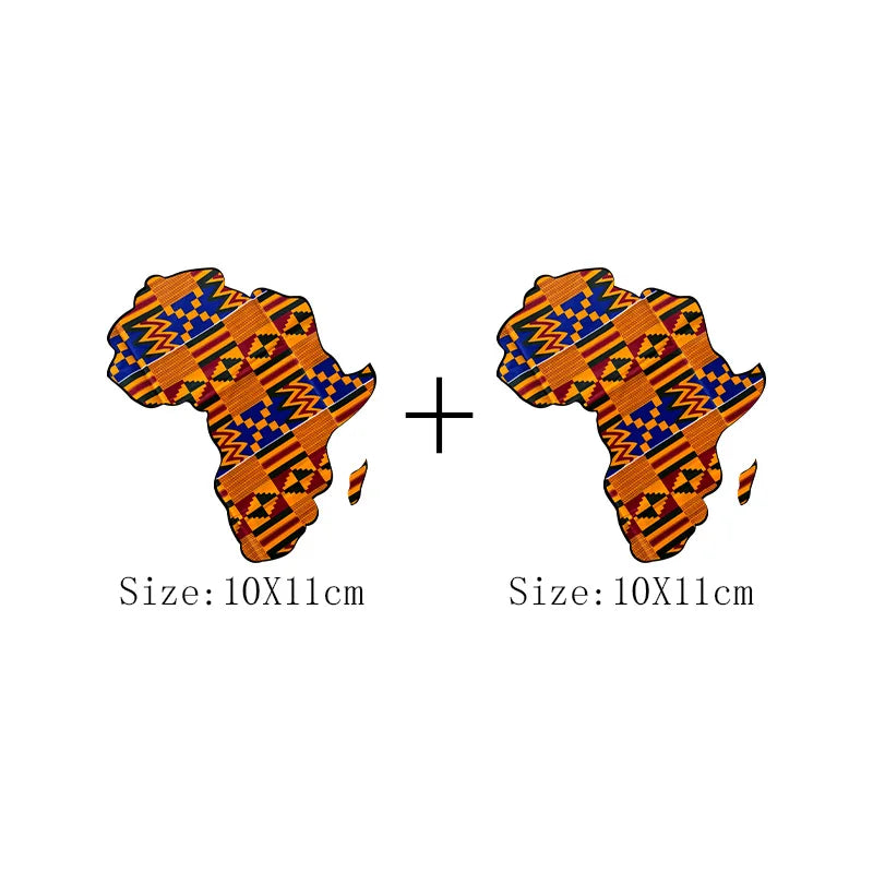 African Map Patches On Clothing Heat Transfer Sticker DIY T-Shirt Washable Patch Ankara Print T-Shirt Thermal Stickers Appliqued