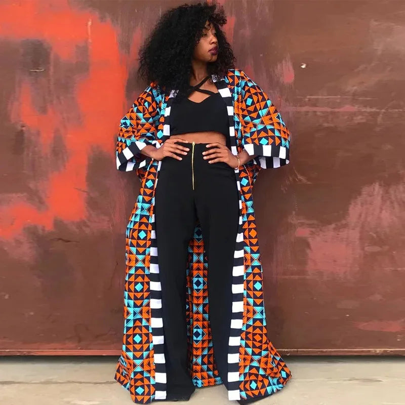 Africa Clothes for Women  2021 Dashiki Autumn Winter African Women Printing Long Shirt Cardigan Coat Dress African Dresses Women