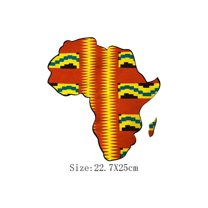 African Map Patches On Clothing Heat Transfer Sticker DIY T-Shirt Washable Patch Ankara Print T-Shirt Thermal Stickers Appliqued