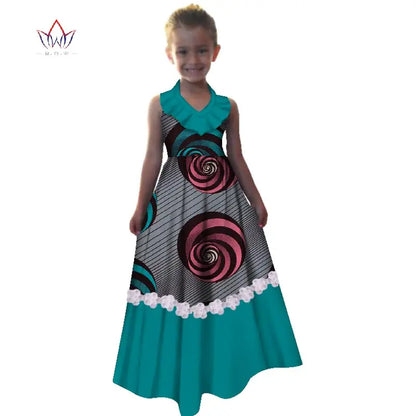 New Summer Africa Children Dress Dashiki European Root Yarn Cute Girls Dresses Sweet African Traditional Clothing WYT245