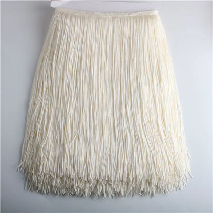 Wholesale 1 meter/lot 30cm Long Fringe Lace Tassel Polyester Lace Trim Ribbon Latin dance skirt curtain fringes for sewing