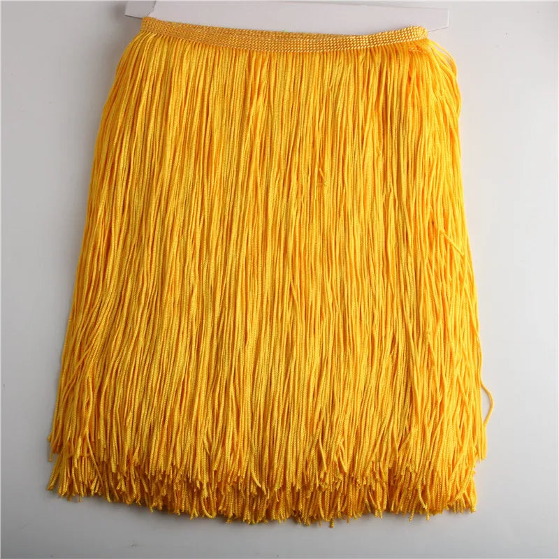 Wholesale 1 meter/lot 30cm Long Fringe Lace Tassel Polyester Lace Trim Ribbon Latin dance skirt curtain fringes for sewing