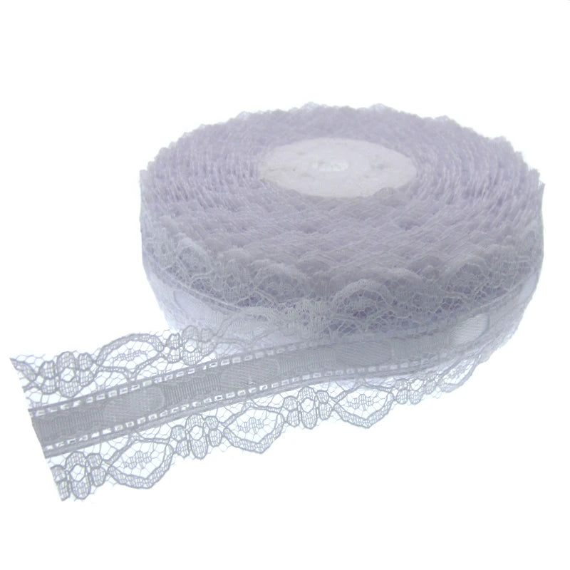 1Roll 20yards 1" White lace ribbon satin ribbon for party wedding scrapbooking packing 2.5cm ribbon for crafts