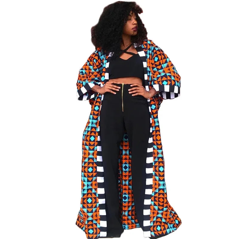 Africa Clothes for Women  2021 Dashiki Autumn Winter African Women Printing Long Shirt Cardigan Coat Dress African Dresses Women