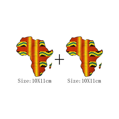 African Map Patches On Clothing Heat Transfer Sticker DIY T-Shirt Washable Patch Ankara Print T-Shirt Thermal Stickers Appliqued