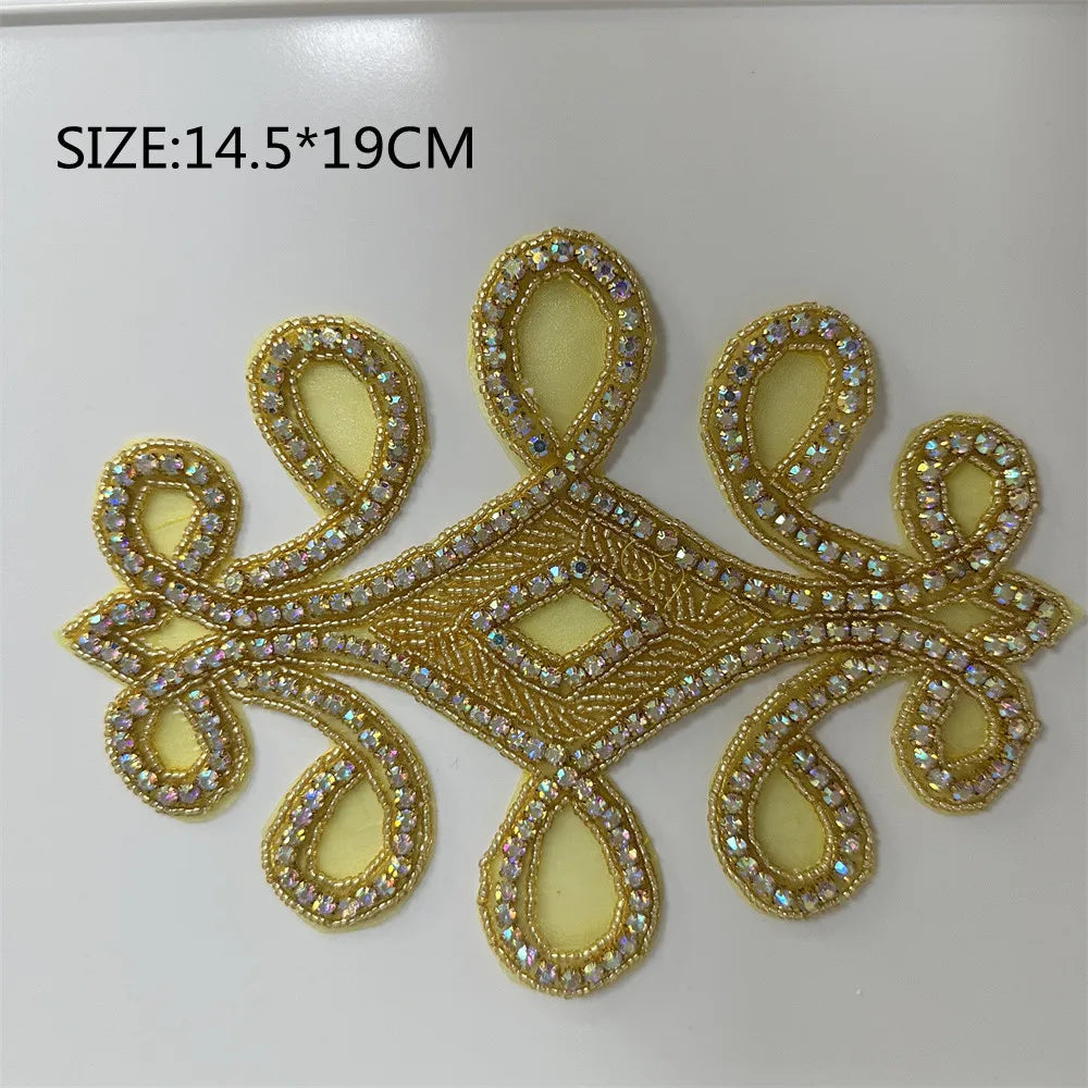 1PCS  AB Silver Rhinestone Applique flower patches Iron on/sew on wedding dress accessories For Clothes Decoration