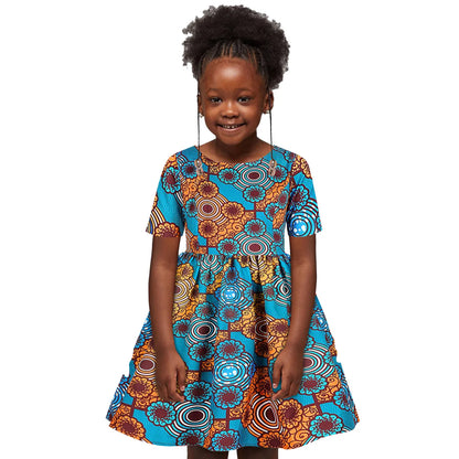 Baby Girls African Dress Toddler Kids Dashiki Traditional Style Print Short Sleeve Casual Dress Ankara Princess Dresses Vestidos