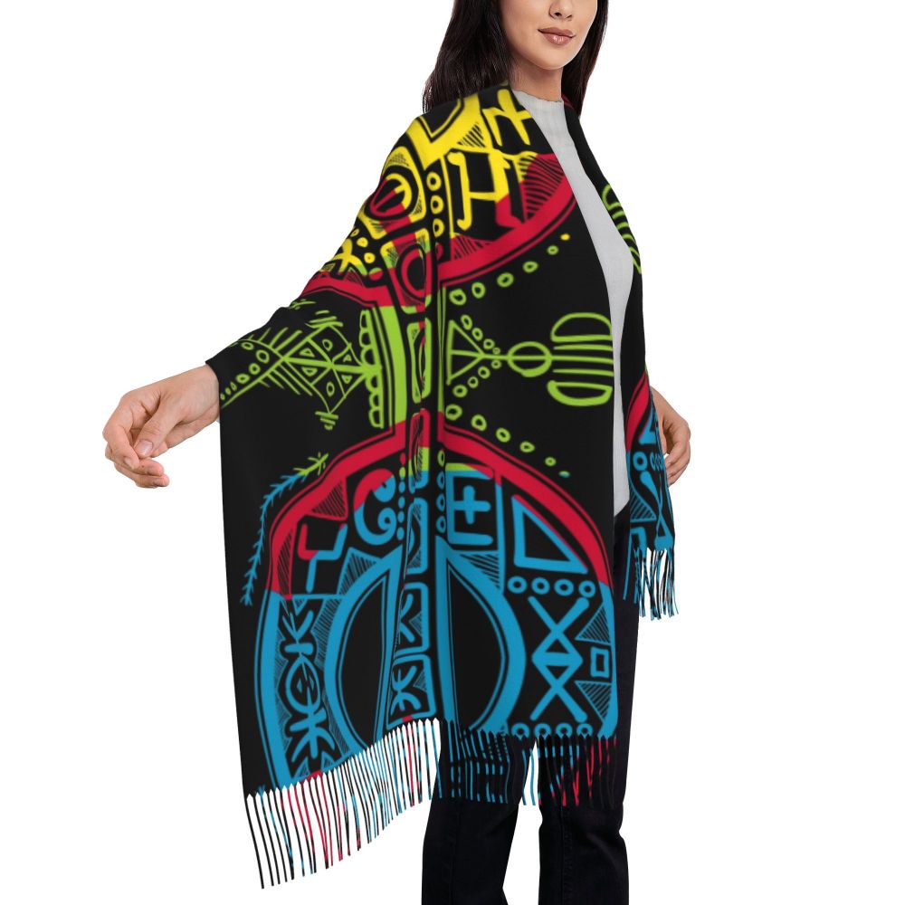 Print Amazigh Pride Tifinagh Patriotic Kabyle Scarf Men Women Winter Warm Scarves Traditional Geometric Amazigh Shawl Wrap