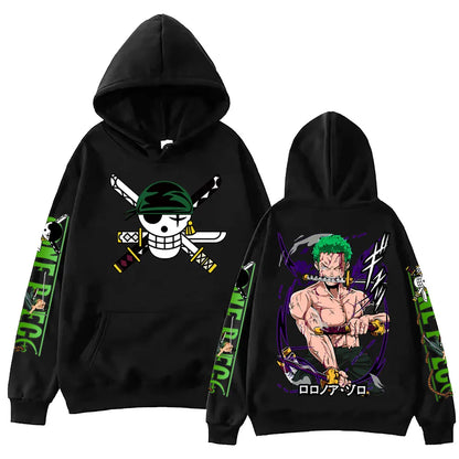 Anime One-Piece Zoro Hoodie Harajuku Hip Hop Pullover Tops Fans Gift