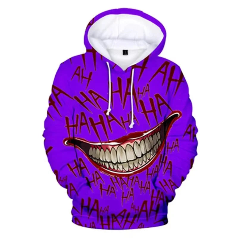 Haha joker 3D Print Sweatshirt Hoodies Men/Women Hip Hop Funny Autumn Streetwear Thin Style Oversized Hoodie For Couples Clothes