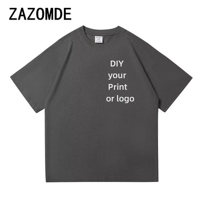 ZAZOMDE 100% Cotton Custom T Shirt Make Your Design Logo Big Size For Men And Women Front Back Both Side Personalized DIY Tshirt