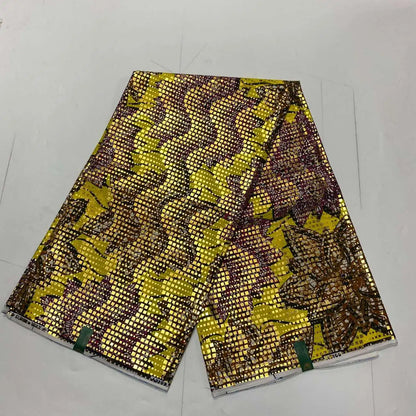 Hot Sale 100% Cotton Veritable African Wax Print Fabric Golden Real Wax African Ankara Fabric 6 yards Ghana Loincloth