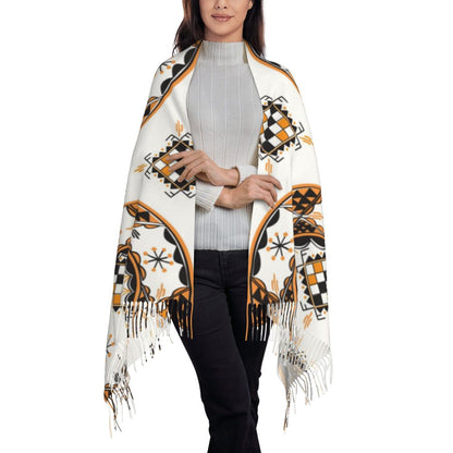 Amazigh Foutha Kabyle Scarf Wrap Women Long Winter Warm Tassel Shawl Unisex Mediterranean Geometric Scarves