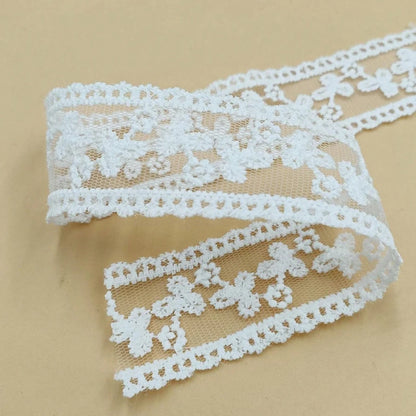 1Pcs Width 3.6 cm Length 270 cm DIY White Beige Embroidery Lace Floral Lace Bow Headwear Clothing Accessories