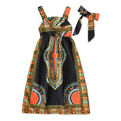 African Clothes Kids Fashion Dashiki Dress Robe Africaine Baby Girl Clothes Bazin Riche Sleeveless African Dresses for Girl