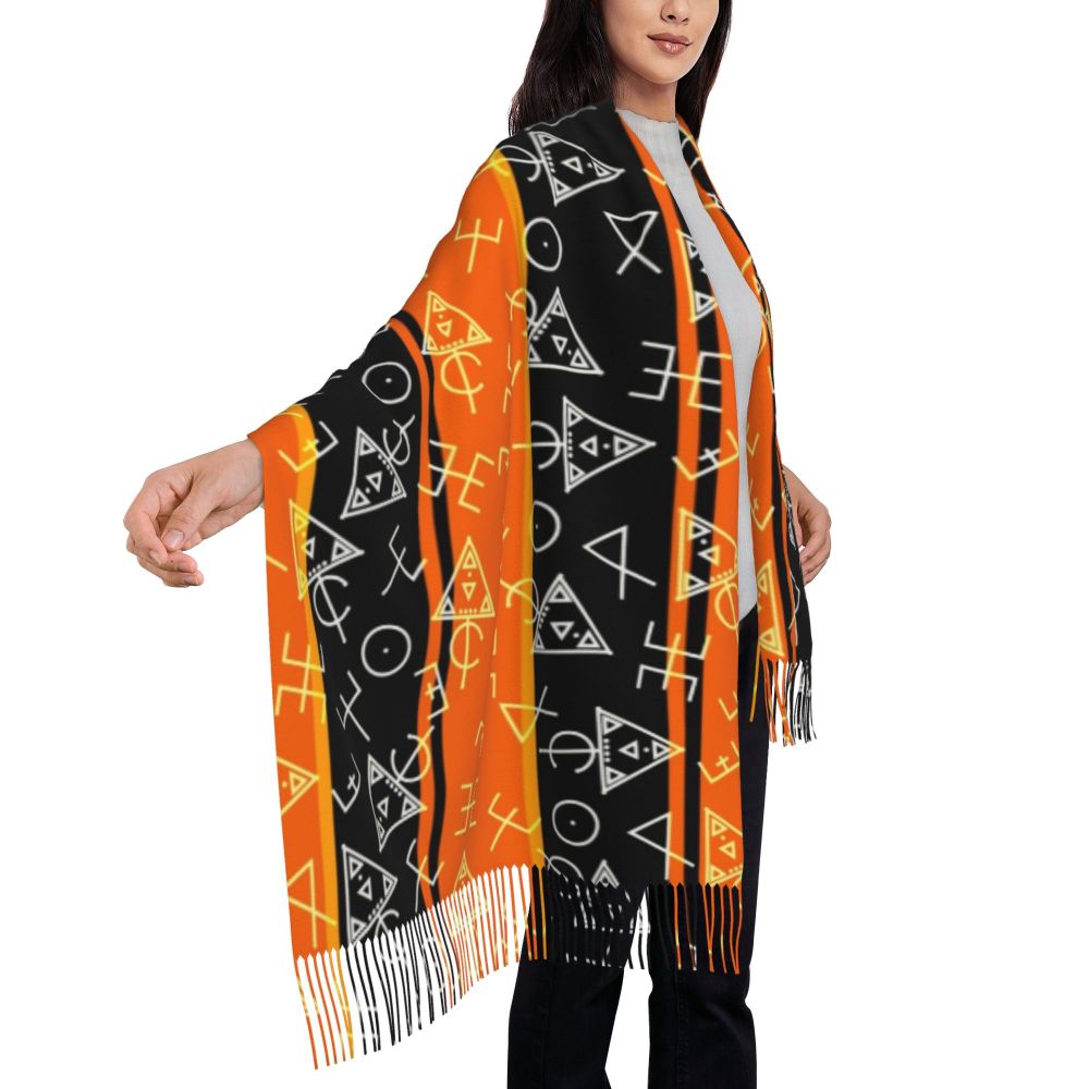 Amazigh Foutha Kabyle Scarf Wrap Women Long Winter Warm Tassel Shawl Unisex Mediterranean Geometric Scarves