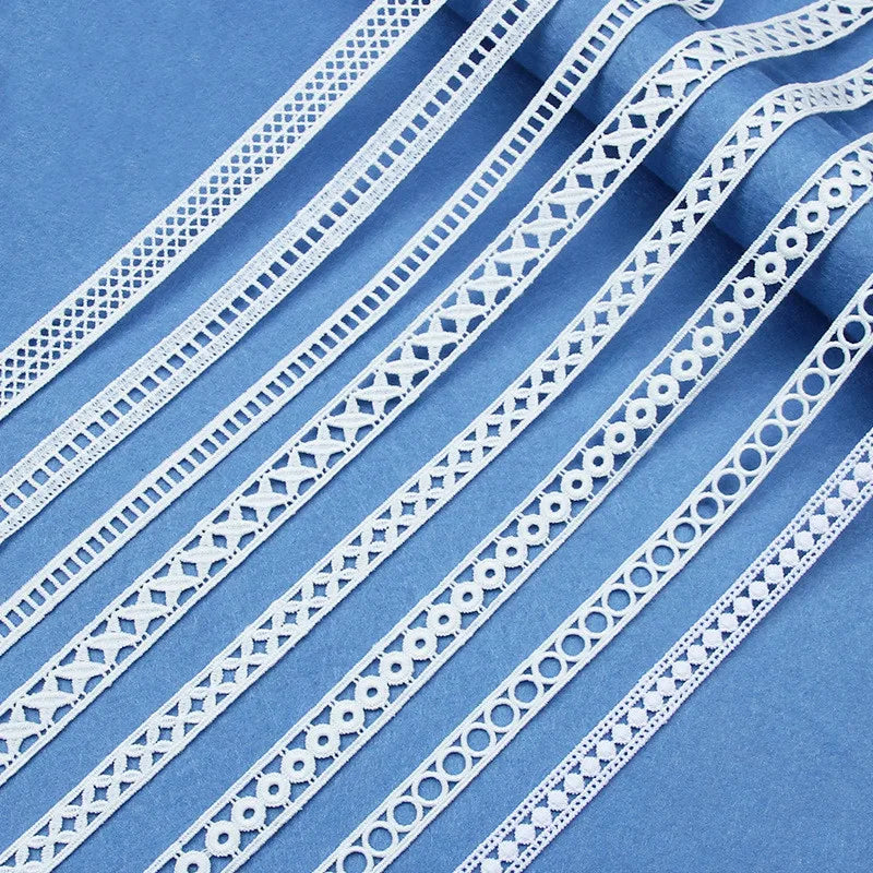 High Quality 5Yards White Cotton Embroidered Lace Trim Ribbons Fabric DIY Handmade Craft Materials Sewing Clothes Accessories