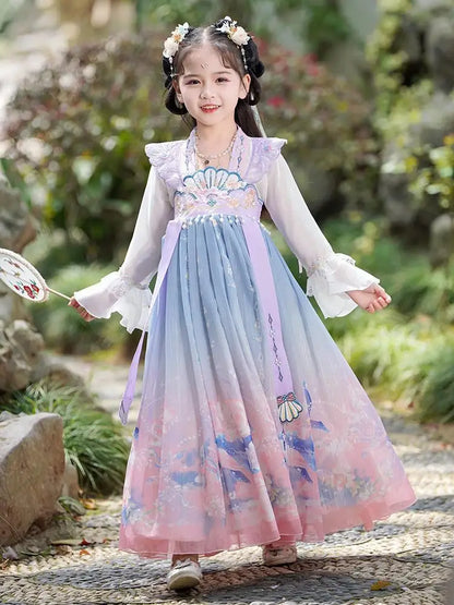 Chinese Kids Hanfu Dress Cute Girl Carnival Cosplay Costume Ancient Traditional Child Hanfu Dance Perform Dress Christmas Gift