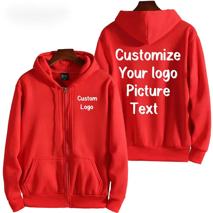 Custom Your Logo Zipper Hoodies Women Men Fashion Long Sleeve Hooded Sweatshirt Hot Sale Casual Autumn Winter Sportwear Clothes