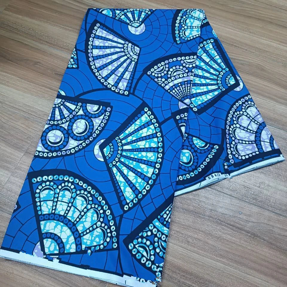 2019 Green Ankara African Wax Prints 100% cottonr Fabric Binta Real Wax High Quality 6 yard African Fabric for Party Dress