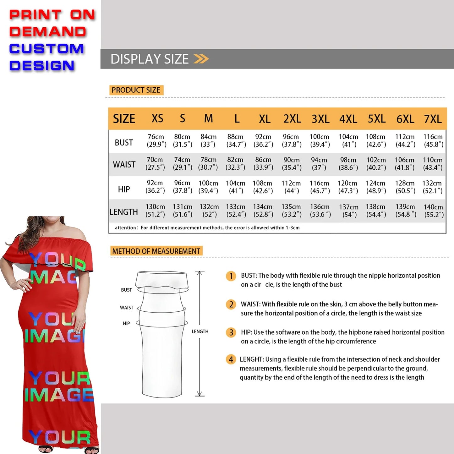 Custom Dress Print On Demand Party Sexy Girls Cartoon Image Design Women Uniforms Matching Clothes Customized DIY Dropshipping