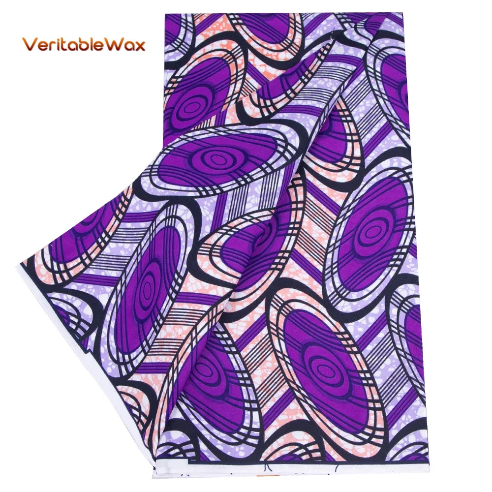 Veritablewax Fan Pattern African Fabric By the Yard Polyester Material For Handsewing High Quality Cloth for Party Dress A-27