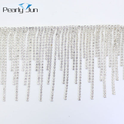 Luxury Diamond Tassel Chain Decoration – 1/5 Yard Rhinestone Trim for Skirts, Coats, Bags, Dresses & DIY Sewing Accessories (Model ML117)