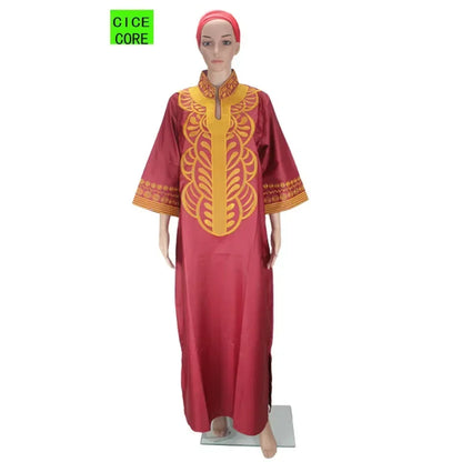 African dresses for women dashiki soft embroidery desing long dress without scarf