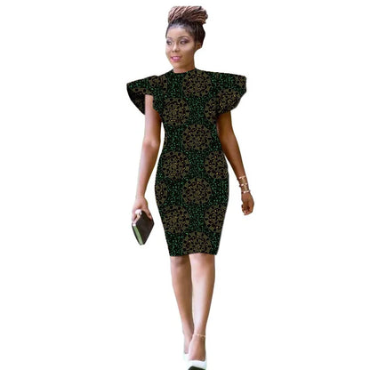 Hand Cut Nigerian Style O-Neck Dress Single Layer African Print Raglan Sleeve Design Women's Ankara Outfit