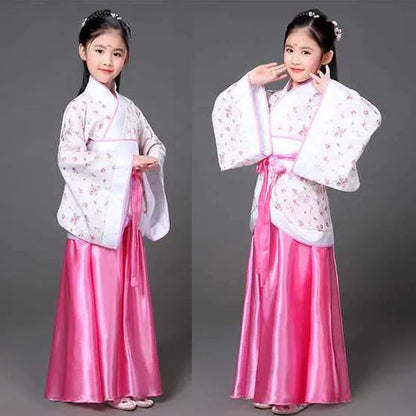 Hanfu Children 2023 Chinese Costume Kids Flower Girl Dresses Traditonal Stage Wear Women Dance Costume Adult Fairy Dress