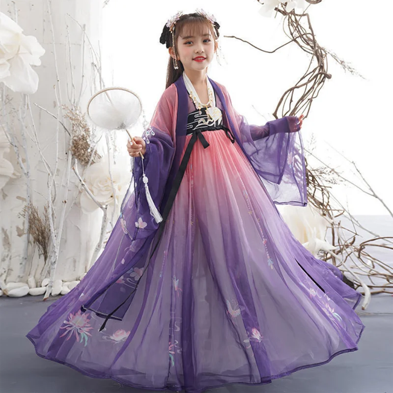 New Retro Chinese Hanfu Children's Girls' Dress Imitation Tang Dynasty Girls' Dress