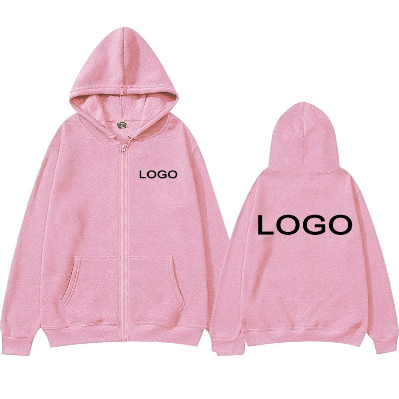 Customized Printed Men Women Zipper Up Hoodie Loose Casual Clothing Fashion Long Sleeve Hooded Pullover Personality Sweatshirts