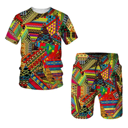 Hot Sold African Celebrity Style 3D Print Kids Sets Fashion T-Shirts Beach Board Shorts Tees Tops Harajuku Boys Girls Suits