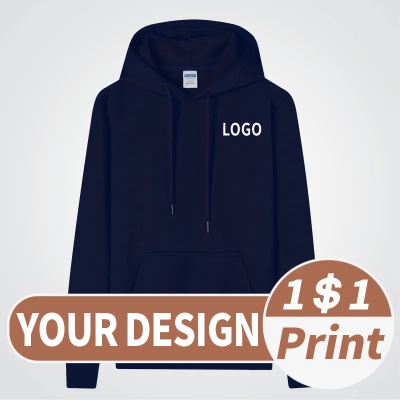 ustomized logo for sweaters Embroidered text logo on autumn and winter hoodies Long sleeved work clothes with printed patterns