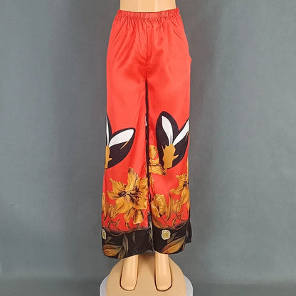 Outfits 2 Piece African Clothes for Women Summer 2024 Fashion African Short Sleeve Polyester Print Top Long Pant Matching Sets