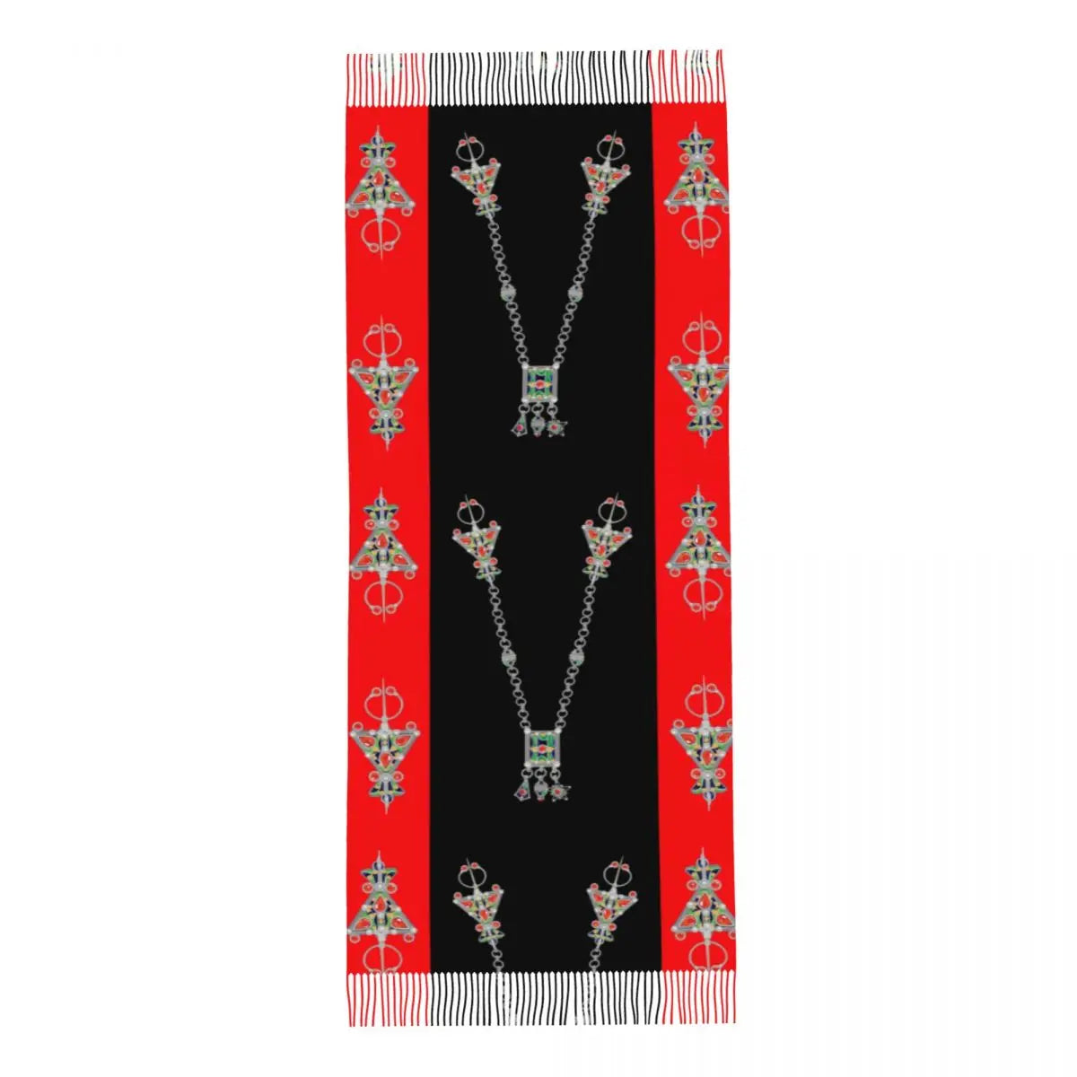 Kabyle Jewelry Scarf Wrap Women Long Winter Fall Warm Tassel Shawl Unisex Amazigh Carpet Berber Scarves