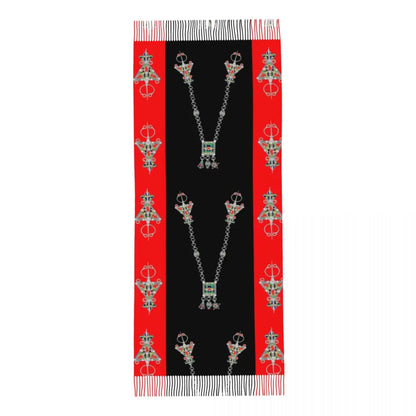 Kabyle Jewelry Scarf Wrap Women Long Winter Fall Warm Tassel Shawl Unisex Amazigh Carpet Berber Scarves