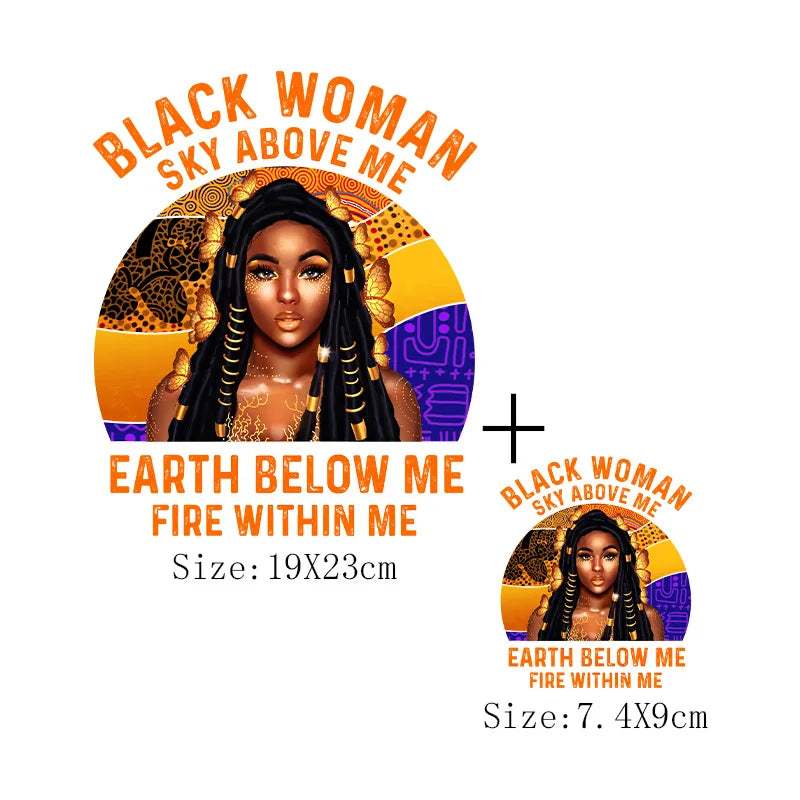 Afro Women Heat Transfer Patch For Clothing Fashion Black Girl DIY T-Shirt Hoodie Iron On Patch On Men And Women Clothes Sticker